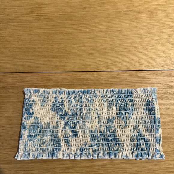 Reformation Smocked Bikini Set - Blue and White top size S and bottom size M - Picture 2 of 6